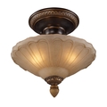 Elk Lighting Restoration 3-Light Semi Flush in Golden Bronze with Amber Glass 08092-AGB